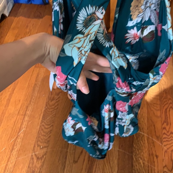 ModCloth Lauren green floral plunge one piece - Picture 11 of 13